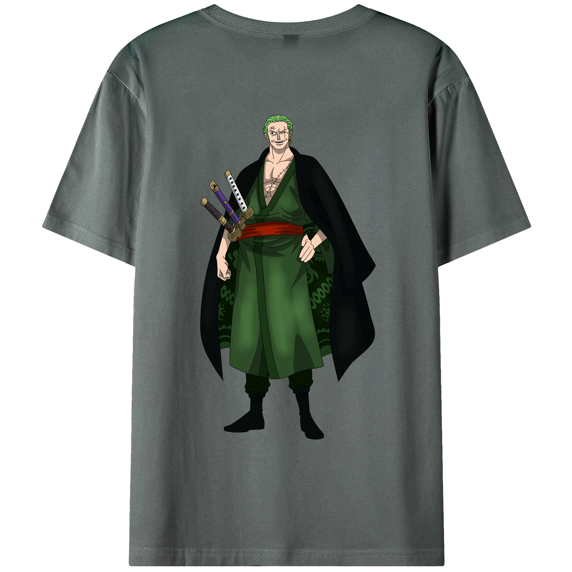 ワンピース ロロノア・ゾロ ONE PIECE Roronoa Zoro 綿100％ メンズ半袖Tシャツ（バックプリント） 通気性